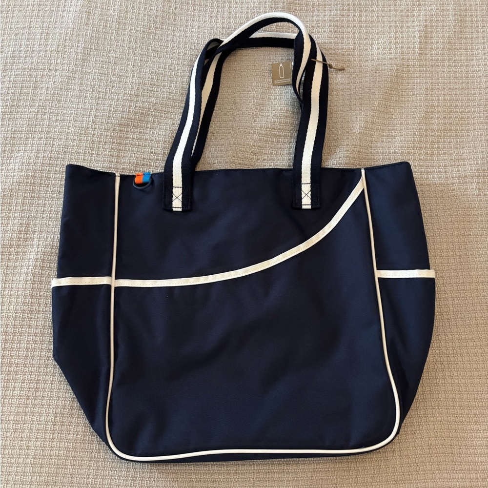 Stylish Navy Tote Bag with White Accents